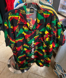 Bob Marley - Button Up : Shirt (Rasta Collage) 