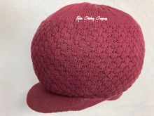 Knitted Large Peak Hat - Burgundy