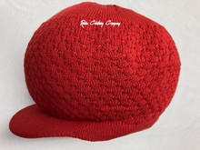 Knitted Large Peak Hat - Red