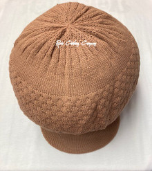 Knitted Large Peak Hat  - Light Brown