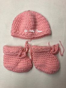 Authentic JBloc Custom Knitted Crochet - Baby : Hat & Shoes Set (Pink)