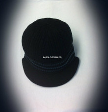 Plain Knitted Short Peak Hat - Black/Grey