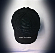 Knitted Mesh Large Peak Hat  - Black 