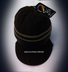 Brown - Short Peak : Hat (Beige Stripes)