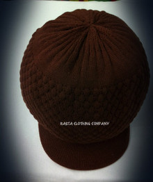 Knitted Large Peak Hat  - Brown