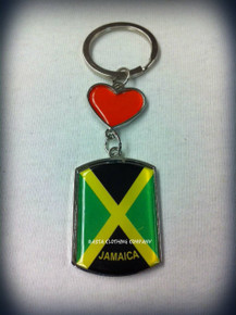 Jamaica Flag & Heart : Flag Keychain
