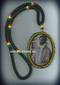 Selassie, Rasta, Africa Fist 30" : Necklace & Wooden Pendant (Super Large)