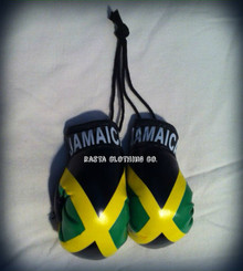 Jamaica Flag : Mini Boxing Gloves - Black, Green And Gold