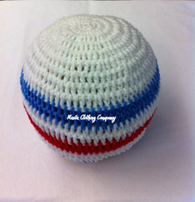 Authentic V2 Custom Knitted Tam -  Red & Blue Stripes : White (Large)