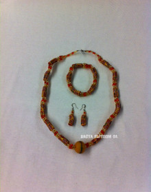 Ghana Krobo Glass Powder Beads : Necklace, Bracelet & Earrings 4 (Jewelry Set)