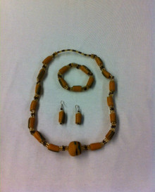 Ghana Krobo Glass Powder Beads : Necklace, Bracelet & Earrings 5 (Jewelry Set)