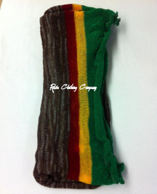 Rasta Head Wrap/Scarf : With Rasta Stripes - Brown/White