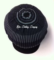 Knitted Rasta Large Peak Cap (Black With Grey Stripes)