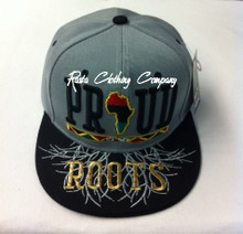 Black Pride Proud Of My Roots - Snapback : Ball Cap/Hat (Black/Grey)