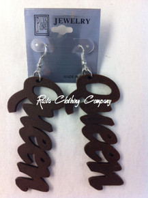 Rasta Queen - Wood : Earrings (Dark Brown) 2