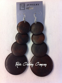 Rasta - Round Wood : Earrings (Dark Brown) 