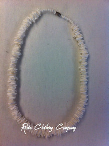 18" All White Chipped Puka Shell : Rasta Necklace 