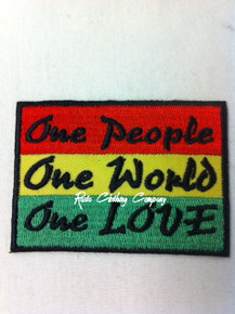 Rasta - One People/One World/One Love : Embroidered Patch 