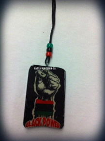 Africa Fist Black Power Necklace & Wooden Pendant : Black, Green & Red
