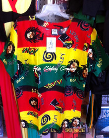 Bob Marley - Printed Pattern : Casual Shirt (Rasta Colors)