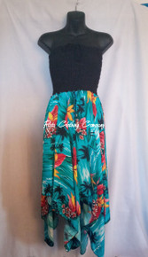 Jamaica Aqua Tropic - Black Top Print Fishtail : Dress 