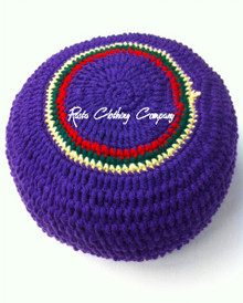 Authentic V2 Custom Knitted Rasta Tam  - Purple & Red/Green/Gold (Large)