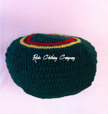 Authentic V2 Custom Knitted Rasta Tam  - Green/Red/Green/Gold (Large)