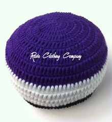 Authentic V2 Custom Knitted Rasta Tam  - Purple/White/Black (Large)