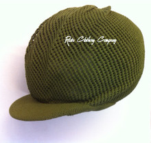 Knitted Mesh Large Peak Hat  - Army Green