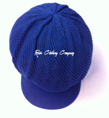 Knitted Mesh Large Peak Hat  - Royal Blue