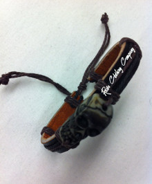 Rasta Teen Skull - Leather : Bracelet 