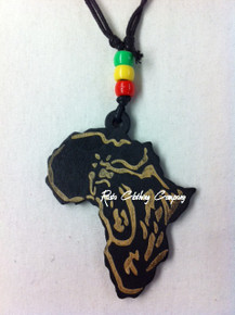 Rasta - Africa Wood : Necklace & Pendant (Black)