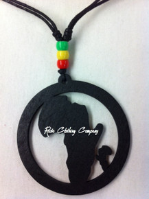 Rasta - Africa Circle Wood : Necklace & Pendant (Black)