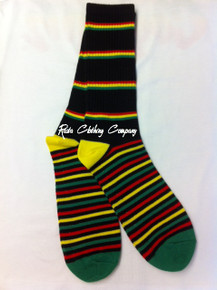 Rasta Reggae - Small Stripe : Crew Socks (Black/Red/Gold/Green)