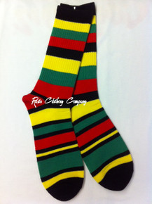 Rasta Reggae - Small & Large Stripe : Crew Socks (Black/Red/Gold/Green)