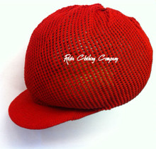 Knitted Mesh Large Peak Hat  - Red