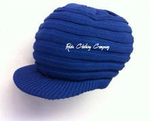 Knitted Large Peak Hat - Royal Blue (Ribbed)