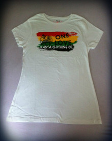 One Love - Stripe Ladies : T Shirt (White)