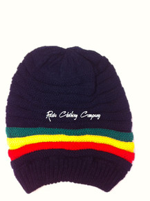 Knitted Large Rasta Reggae : Beanie With Rasta Stripes (Blue)
