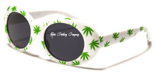 Rasta - Round Marijuana Leaf : Sunglasses (White)