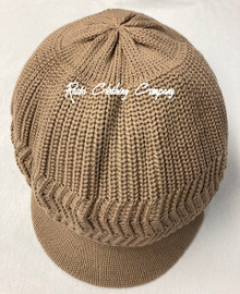 Knitted Large Peak Hat - Light Brown (Tone)