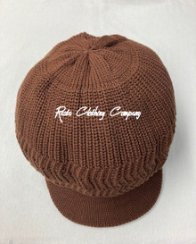 Knitted Large Peak Hat - Dark Brown (Tone)