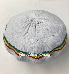 Knitted : Rasta Hat - Without Peak (White/Colors)