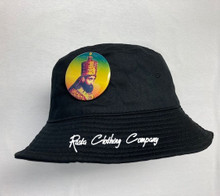 Rasta - Selassie I Button : Bucket Hat (Black)
