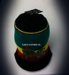 Knitted Lion Of Judah - Rasta Cap (Large Black)