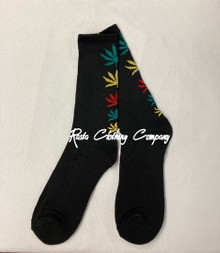 Toro Rasta Color Weed Leaf - Reggae : Crew Socks (Black) (2)