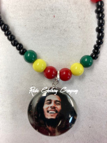 Bob Marley - 24" Rasta Beads With Double Side Glass : Rasta Necklace (2) 