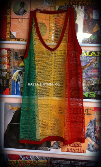 Rasta Mesh Vest Tank Top - T Shirt (Red, Green & Gold) - Rasta Clothing  Company