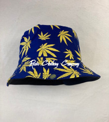 Rasta - Marijuana Leaf : Bucket Hat (Blue/Yellow)