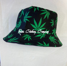 Rasta - Marijuana Leaf : Bucket Hat (Black/Green)